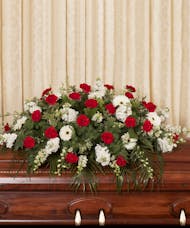 Red and White Casket Spray